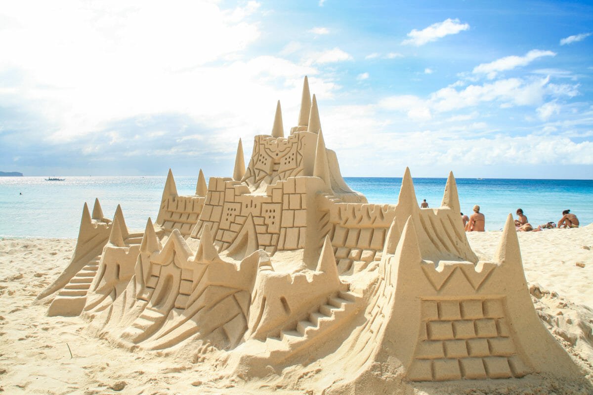 Sand Castle with Spires and Fortifications